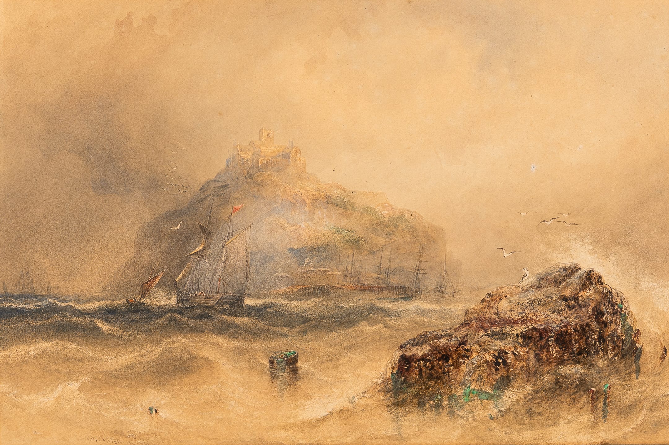 Joseph Newington Carter, View of St Michael's Mount, Cornwall, 1878